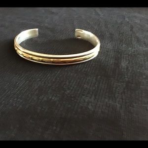 Sterling silver cuff bracelet with gold color
